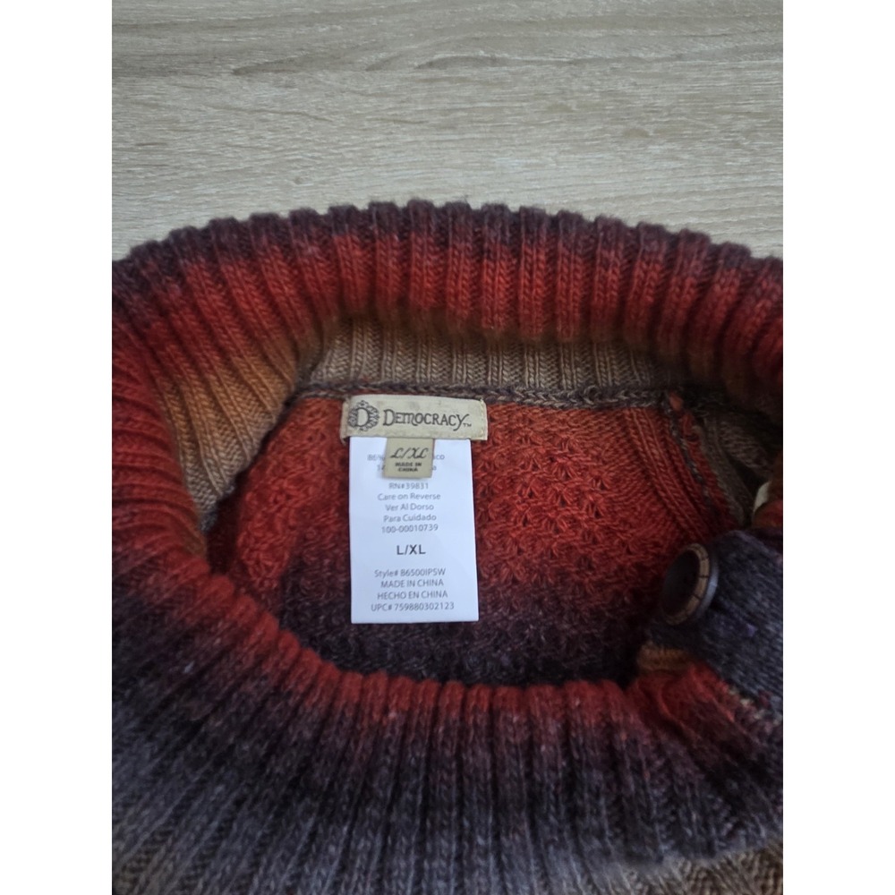 Denocracy L/XL Horizontal Stripe BOHO Poncho (red,Purple,Brown earth tones) - Picture 7 of 7